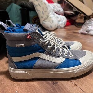 Vans Blue and Gray High-Tops with White Accents
